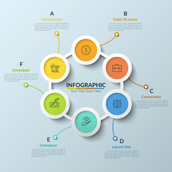 circular chart with 6 multicolored round vector