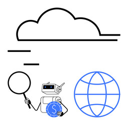cloud computing with robot analyzing financial vector image