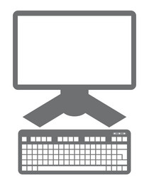 Computer display and keyboard icon isolated vector