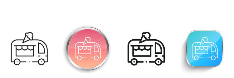 ice cream car icon thin linear regular and button vector image