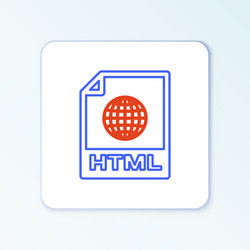 Line html file document download button icon vector