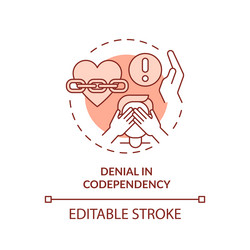2d red linear icon denial in codependency concept vector image