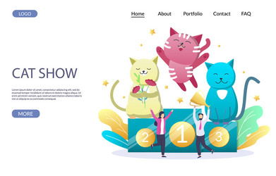 cat show website landing page design vector