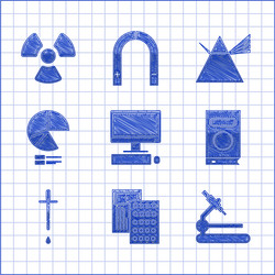 Set computer monitor with keyboard and mouse vector