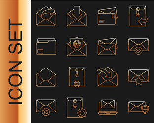 set line envelope with shield star and check vector image