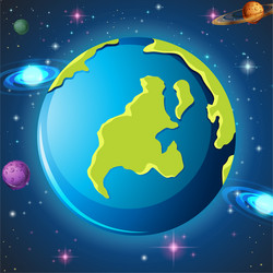 Rising sun over the earth planet space concept Vector Image