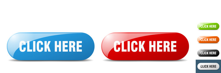 Click here button key sign push set vector