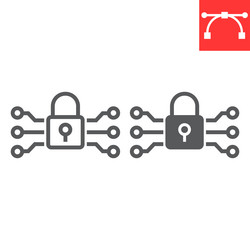 Data encryption line and glyph icon vector