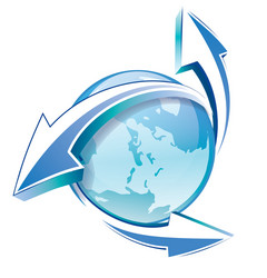 Earth with arrows blue icon vector