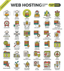 Modern Web Hosting Icons Set vector image