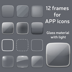 Set of empty glass frames for app icons vector