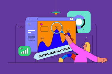 data analysis web concept with character scene vector image
