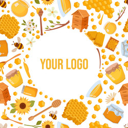 honey background different items of apiary bees vector image