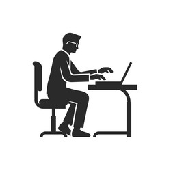 Programmer Working on Computer vector image