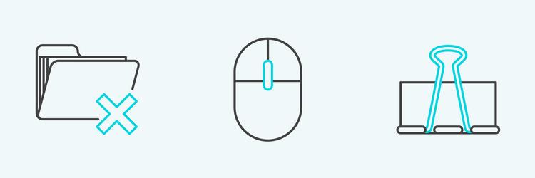 Set line binder clip delete folder and computer vector