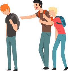 Two teen students bullying another at school vector