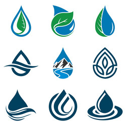 Water drop leaf logo sets Royalty Free Vector Image