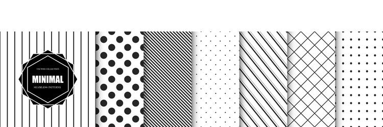 Collection of geometric black and white seamless Vector Image