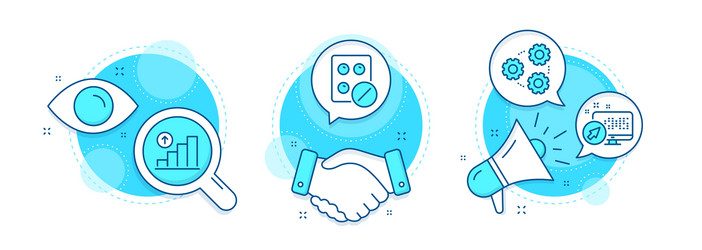 graph chart gears and web system icons set vector image