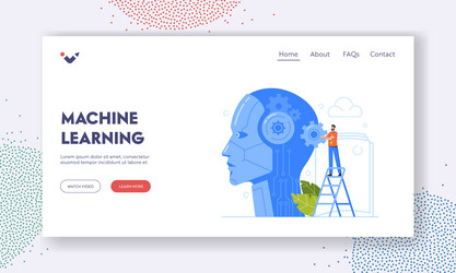 machine learning landing page template robot vector image