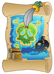 Old scroll with pirate map vector