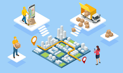 Global logistics isometric flowchart Royalty Free Vector