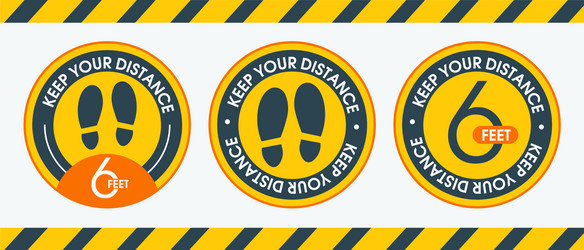 Set sign keep your distance 6 feet floor marking vector