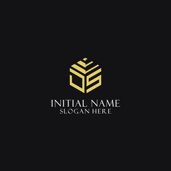 js initial monogram with hexagon shape logo vector