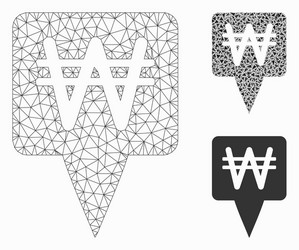 korean won map pointer mesh 2d model vector image