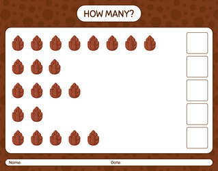 how many counting game with pine cone worksheet vector image