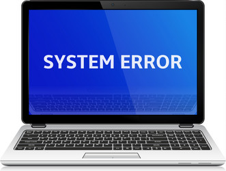 Modern laptop with system error message on blue vector