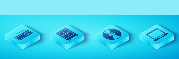 set isometric keyboard drawer with documents vector image