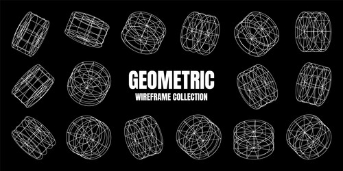 wireframe lined shapes perspective mesh 3d grid vector image