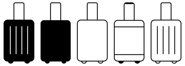 Baggage icons set flat and outline symbols vector