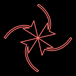 neon four arrows loop center red color image flat vector image