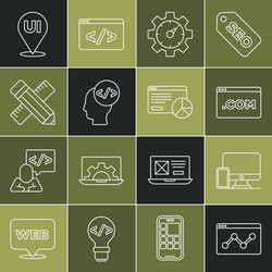 set line website statistic monitor and mobile ui vector image