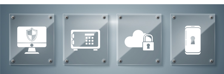 set smartphone with lock cloud computing vector image