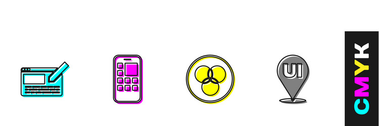 set ui or ux design mobile apps rgb and cmyk vector image