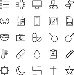 web and user interface outline icons 14 vector image