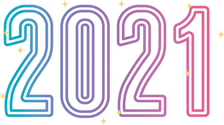 2021 new year linear number gradient and stars vector