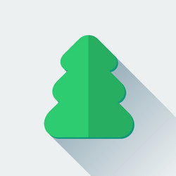 Simple christmas tree icon in flat style vector