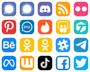 20 Stylish Social Media Icons such as text. discord. blogger and caffeine  icons. Clean and professional 18713900 Vector Art at Vecteezy