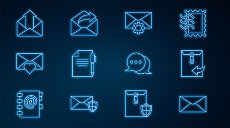 set line envelope setting document and pen vector image