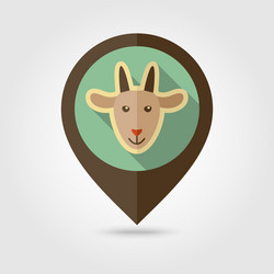 Goat flat pin map icon animal head vector