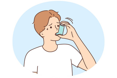 Man Using Inhaler for Asthma Attack vector image