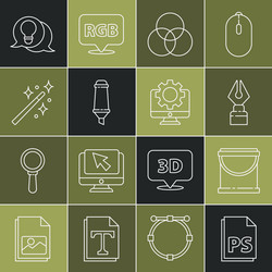 Set line ps file document paint bucket fountain vector