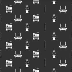 set pencil with eraser router and wi-fi signal vector image