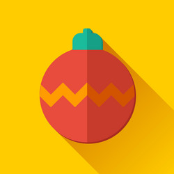 Simple christmas ball icon in flat style vector