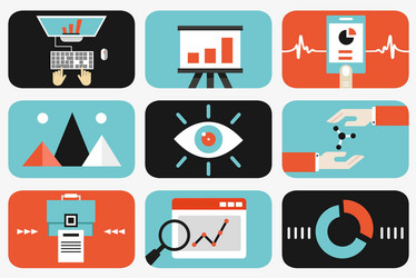 flat of web analytics information and development vector image