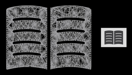 Shiny intersected mesh open book with glare spots vector
